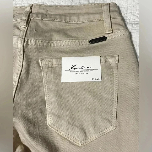 Kancan Jeans Beige Ligh Tan Distressed Cropped Skinny Jeans Estilo NWT Size 3/25 - Picture 5 of 11